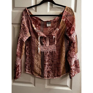 JOE BOXER~ Women’s Blouse ~Brown and Pink~ Pullover~SM